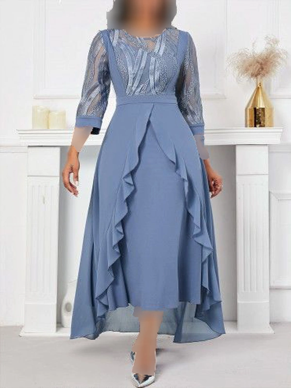 لباس مجلسی پوشیده مناسب پاییز لباس ابی مجلسی پوشیده