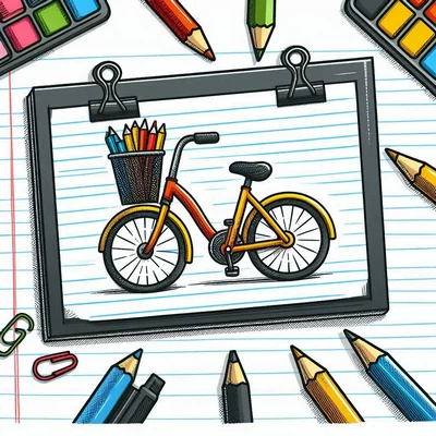 حاشیه دفتر نقاشی؛ جدیدترین طرح های کیوت که دفتر و جذاب می کنه نقاشی دوچرخه