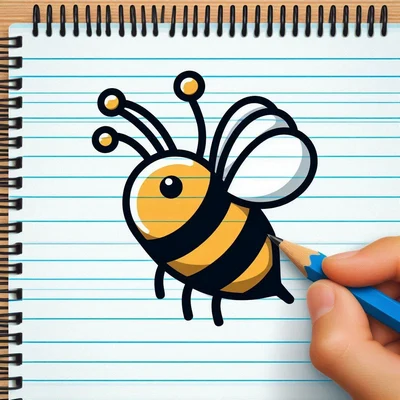 حاشیه دفتر نقاشی؛ جدیدترین طرح های کیوت که دفتر و جذاب می کنه نقاشی زنبور در حال پرواز