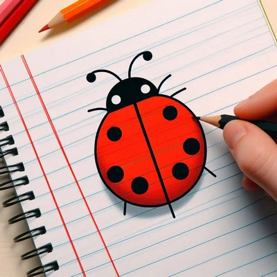 حاشیه دفتر نقاشی؛ جدیدترین طرح های کیوت که دفتر و جذاب می کنه نقاشی کفشدوزک قرمز