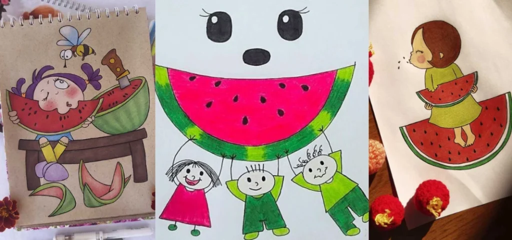 نقاشی شب یلدا؛ قصه‌ی بلندترین شب سال با رنگ‌ها» 🎨🍉