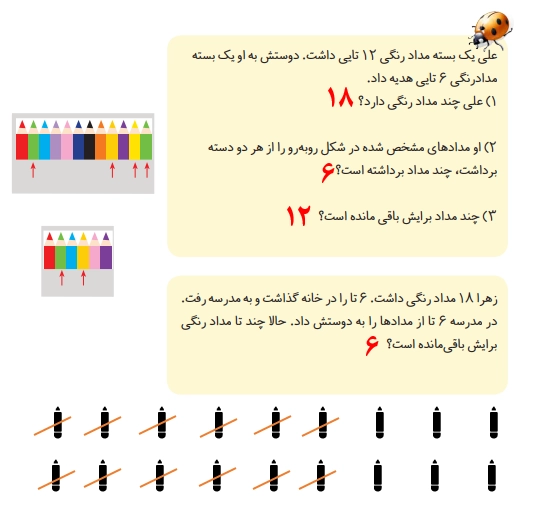 جواب درس بیست و چهارم ریاضی اول ابتدایی جواب مسئله حل کن صفحه ۱۶۳ ریاضی اول